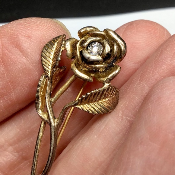 🌺RARE Vintage Gold & Genuine Diamond Brooch - Picture 14 of 16